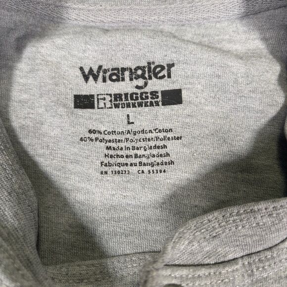 Wrangler RIGGS Workwear Henley Shirt Gray Short Sleeve Shirt Men’s Size L Lot - Picture 3 of 9
